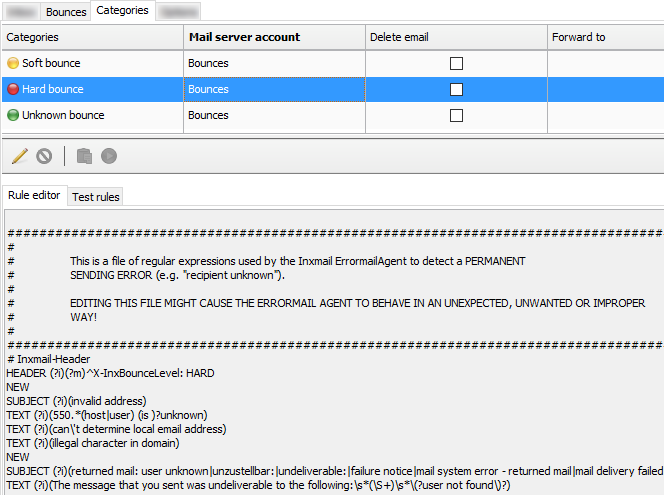 हार्ड बाउंस श्रेणियाँ
