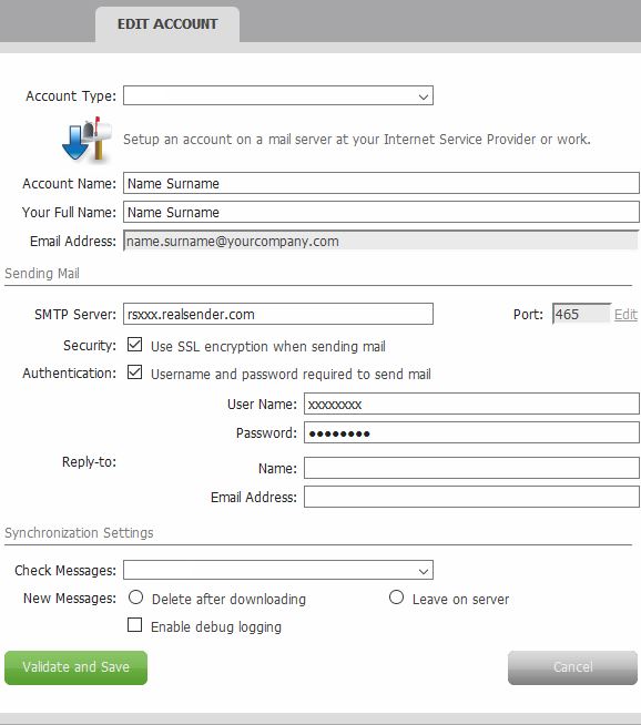 ज़िम्ब्रा - खाता संपादित करें