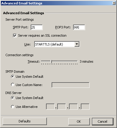ग्रुपमेल - खाता गुणधर्म - वितरण विकल्प - उन्नत ईमेल सेटिंग्स