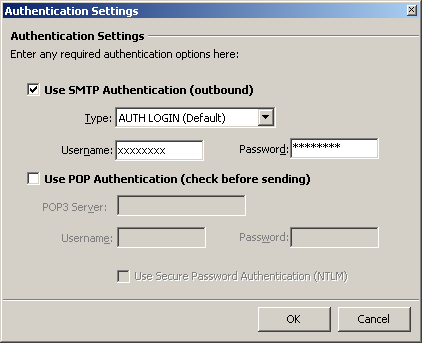 ग्रुपमेल - खाता गुणधर्म - वितरण विकल्प - प्रमाणीकरण सेटिंग्स