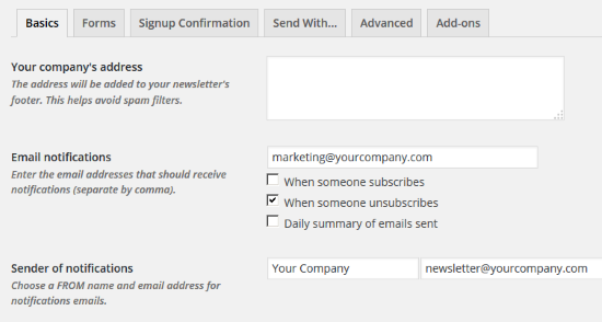 मेलपोएट - सेटिंग्स - बुनियादी बातें